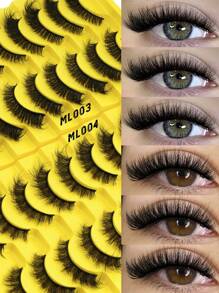 10 Pairs Fluffy Messy 5-11mm Faux Mink Lashes, Densed, Soft, Curled, Striped Eyelashes Suitable For Women Daily Wear, Dates And Vacations