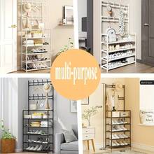 Multifunctional Shoe And Hat Rack 5-Layer Storage Rack With 8 Hooks, Large Capacity To Store Shoes, Boots, Clothes, Hats, Bags, Organize Daily Sundries And Save Space - Black - View 9