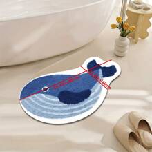 1 Piece Fine Yarn Imitation Cashmere Material Whale Shape Bathroom Rug, Soft And Comfortable, Rubber Non-Slip Backing, Suitable For All Seasons Indoor, Kitchen, Bedroom, Bathroom Decoration, Cartoon Whale Pattern Printing, Machine Washable Rug, Exquisite Gift, Holiday Decoration, Perfect For Decorating Your Home!