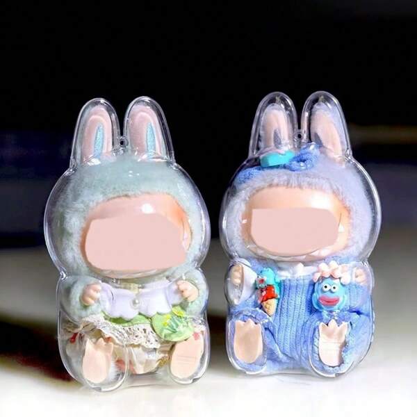 1pc Doll Case, Transparent Hanging Storage Case, Plastic Case. Suitable For: Plush Toys, Ceramic Ornaments, Doll Accessories (Not Including Dolls, Hanging Buttons Randomly Distributed), Valentine's Day Gifts, Christmas Party Gifts