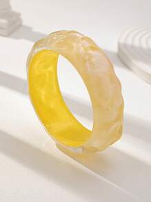 1 pieza Brazalete de resina iridiscente con brillo y destellos, set de brazaletes acrílicos de colores caramelo de verano, brazalete grueso de mujer, joyería de moda para uso diario, fiestas y citas