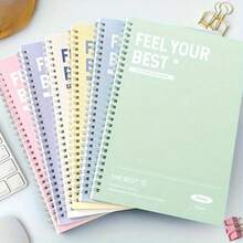 A5 螺旋装订笔记本，“最佳感觉”，多色简约横线可重复填充页面，非常适合日记、办公和学校用品、返校笔记本