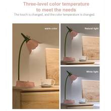 LED Tischlampe kabellos, einstellbarer Schwanenhals, dimmbar, Touch-Bedienung, wiederaufladbar, augenpflegend, Nachtlicht, Mini, süß, für Studentenwohnheim, Schlafzimmer, Lesen