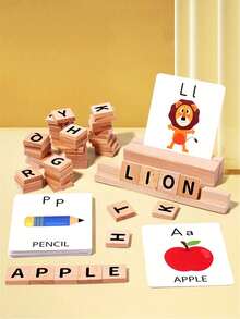 Children's Wooden Letter Spelling Game, English Word Matching For Early Childhood Education, Cognitive Learning, Puzzle, Science And Education Toys - Apricot - View 2