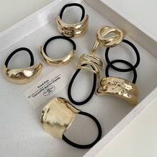 7个/6个/5个/1个金属简约时尚发圈套装 马尾辫发圈 发绳 橡皮筋 发圈 发绳 弹性发圈 发圈 发饰 发饰 发带 - 彩色 - 查看 3