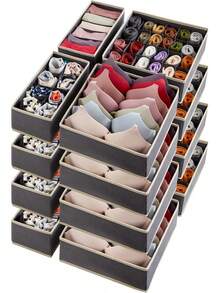 Lifewit Closet Underwear Drawer Organizer Divider, 16 Pieces Fabric Foldable Dresser Organizers And Storage Bins Storing Lingerie, Bra, Undies, Gray - Grey - View 8