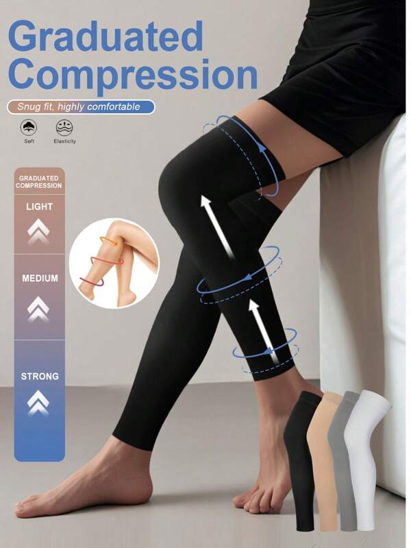 Manga de compresión unisex 20-30 mmHg, modeladora de piernas, de soporte elástico antideslizante para viajes, yoga y calcetines