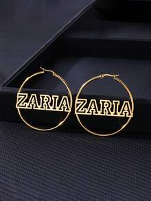 Niestandardowe kolczyki z imieniem Hollow Hoop dla kobiet i dziewcząt Personalizowane kolczyki ze stali nierdzewnej o średnicy 30-70 mm Minimalistyczna biżuteria na zamówienie Codzienne wakacje Impreza Odzież Najlepsze prezenty urodzinowe