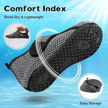 Scurtain Barefoot Shoes Women Men Beach Swim Aqua Socks Summer Quick-Dry Sandals Slippers - Meshgreyblack - 查看 5