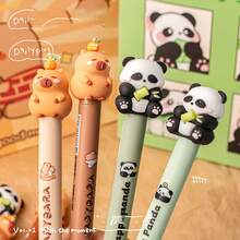 4 Stücke kreative Cartoon neutrale Stifte, süße Kapibarasan Panda Kugelschreiber, schnell trocknende Schüler Druckknopfstifte