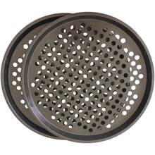 2 Pack Pizza Pan With Holes, Pizza Tray For Oven, Carbon Steel Perforated Pizza Pans, Nonstick Round Pizza Baking Pan For Frozen & Homemade Pizza Home Kitchen Restaurant - 11 Inch, Black