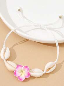 Boho Beach Bracelet, Decorated With Flower & Shell Braid Design For Women