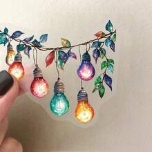 50张彩色灯笼造型PET贴纸，卡通风格，可重复使用，自粘式，不对称形状，适用于剪贴簿、笔记本电脑、水瓶、手机、汽车等 - 透明，可粘贴于塑料和玻璃表面，也可用于学习用品和返校季。 - 彩色 - 查看 4