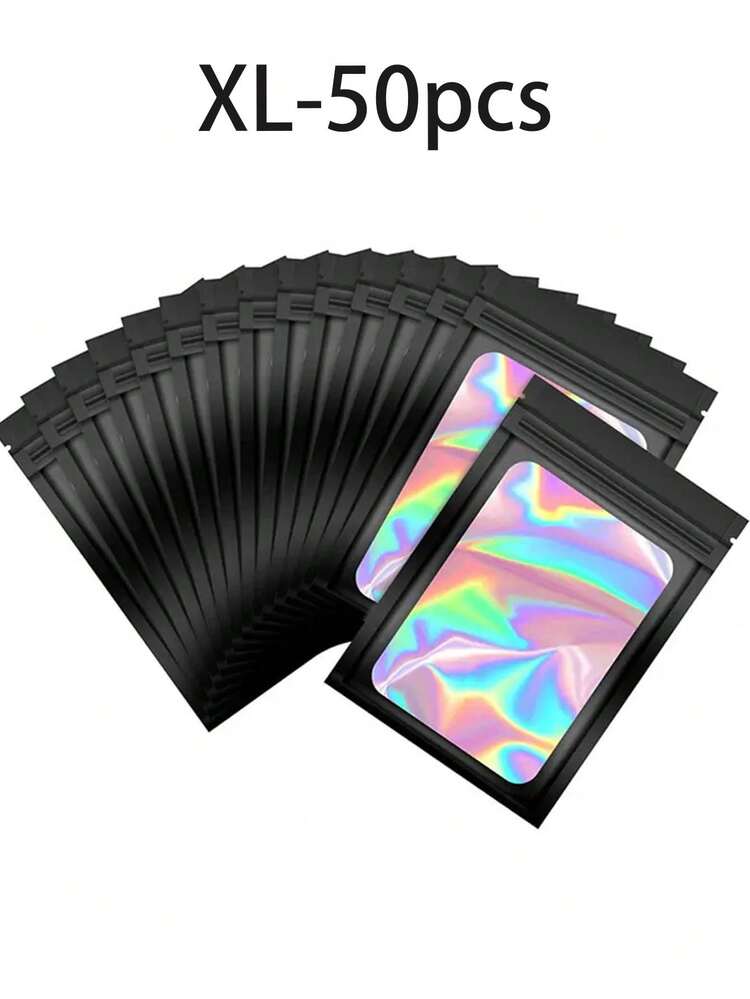 100pcs Transparent Window Jewelry Bags, Gradient Color Jewelry Sealing Bags, Reusable, Dustproof And Anti-Oxidation, Suitable For Rings, Earrings, Necklaces, Pendants And Other Jewelry, Jewelry Accessories Organization, Home Essentials, Holiday Gifts. - Multicolor - View 9