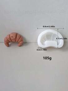 羊角面包形状的蜡烛、肥皂和粘土硅胶模具 - 可重复使用的 DIY 手工工具，带有图案设计，适用于家居装饰、生日和节日礼物（仅模具，不包括蜡烛/肥皂/粘土产品），DIY 蜡烛制作 | 装饰模具 | 可重复使用的硅胶材料 - 白色 - 查看 12