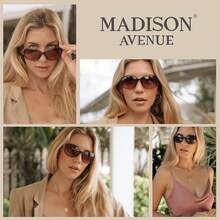 Avenue Paquete de 2 Gafas de Sol Clásicas Vintage para Mujeres y Hombres, Gafas de Sol de Moda con Protección - Negro/Marrón - Ver 8