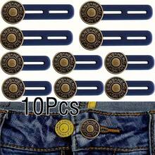 6 件金属纽扣延长器，适合牛仔裤、裤子和衬衫领子，即时腰部延长器，带硅胶