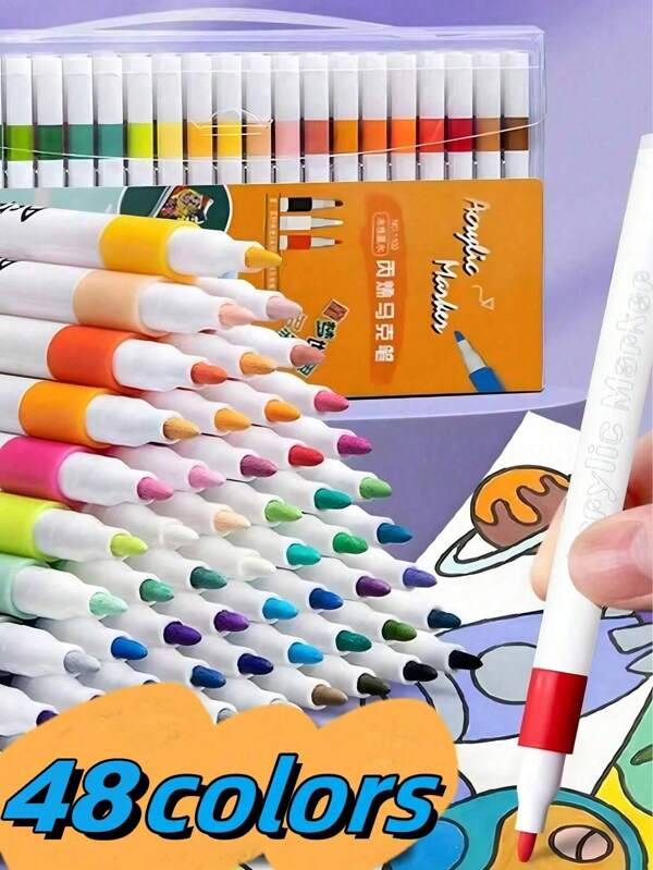 1/6/12/24 Marqueurs de peinture acrylique de différentes couleurs, stylos de dessin et de coloriage pour artisanat et DIY, marqueurs de peinture à l'eau pour la peinture et la création DIY, convenant à la plupart des surfaces y compris la pierre, le verre, les œufs de Pâques, le bois, la céramique et le tissu, sans odeur et lavables, multicolores