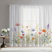 2pcs Spring Floral Pattern Sheer Curtains, Suitable For Kitchen, Cafe, Living Room, Dining Room, Balcony, Garden, Bedroom - Multicolor - View 9