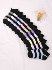 30 Pairs Colorful Polka Dot, Heart-Shaped, Bowknot Design Breathable Boat Socks, Suitable For Daily Wear, School Outfit And Sports, Great Christmas Gift