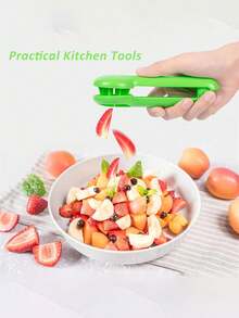 1pc Fruit Cutter Tool For Grapes Cherries Tomatoes Strawberries Vegetable And Fruit Salad Quarter Slicer Fruit Divider Efficient Easy To Use Kitchen Gadget For Slicing Fresh Fruits And Vegetables - Green - View 5