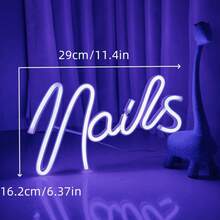 Luz de letreiro LED neon, luz de decoração para salão de beleza com base de toque, lâmpada de atmosfera para design de unhas