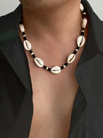 1pc Bohemian Style Shell Necklace, Men's Daily Party Holiday Accessory