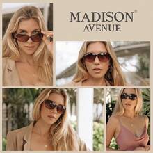 Avenue Paquete de 2 Gafas de Sol Clásicas Vintage para Mujeres y Hombres, Gafas de Sol de Moda con Protección - Negro/Marrón - Ver 2