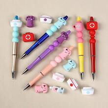 20 件 3D 硅胶护士设计珠，适合制作珠宝珠，可用于 DIY 钥匙扣 - 时尚耐用的护士制服设计，非常适合工艺品和手工礼品 - 彩色 - 查看 5