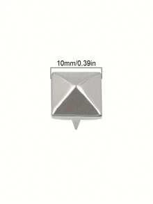 50pieces Square Pyramid Studs For Clothing Bag Leather Shoes Punk Rock Jewelry Craft, 4 Prong Metal Nailhead Studs Spikes Accessories - Silver - View 3