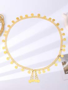 1 pieza Cadena para el Body de mujer color dorado metálico, accesorio para vestido abaya de estilo Oriente Medio, estilo bohemio, joyería de cadena para el Body para fiesta de boda, decoración de vestuario para actuación de mujer
