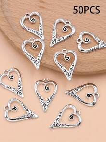 50 cái/30 cái/10 cái Mặt dây chuyền hình trái tim mạ bạc dùng làm đồ trang sức Hoa tai Vòng cổ Phụ kiện DIY - Nhiều màu - Xem 9