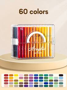 12/24/36/48/60 Colors Tip Art Marker Sets, Professional Permanent Sketch Marker Pen , For Art Drawing Painting Sketching Calligraphy , Journal Planner Comics Design School Supplies , Color Rod Straight Liquid Marker Set, Art Supplies School Supplies, Back To School