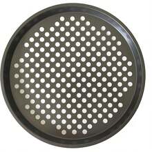 2 Pack Pizza Pan With Holes, Pizza Tray For Oven, Carbon Steel Perforated Pizza Pans, Nonstick Round Pizza Baking Pan For Frozen & Homemade Pizza Home Kitchen Restaurant - 11 Inch, Black