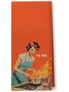 I'm Fine Funny Cooking Kitchen Towels, 50s Retro Housewife Decorative Dish Tea Towels, Mid Century Modern Sarcastic Humor Hand Towels For Kitchen, Hostess Gifts, 16x24 Inchhalloween - 顏色 09 - 查看 7