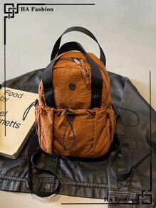 1pc Mini Light-Weight Multi-Pocket Backpack Shoulder Bag, Multifunctional And Fashion, Suitable For Women, Casual Hand Carry Bag For Back To School