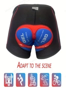 Men's Mesh Fabric Splicing Padded Cycling Shorts, Soft Padding Quick-Drying Tight Short Leggings For Riding