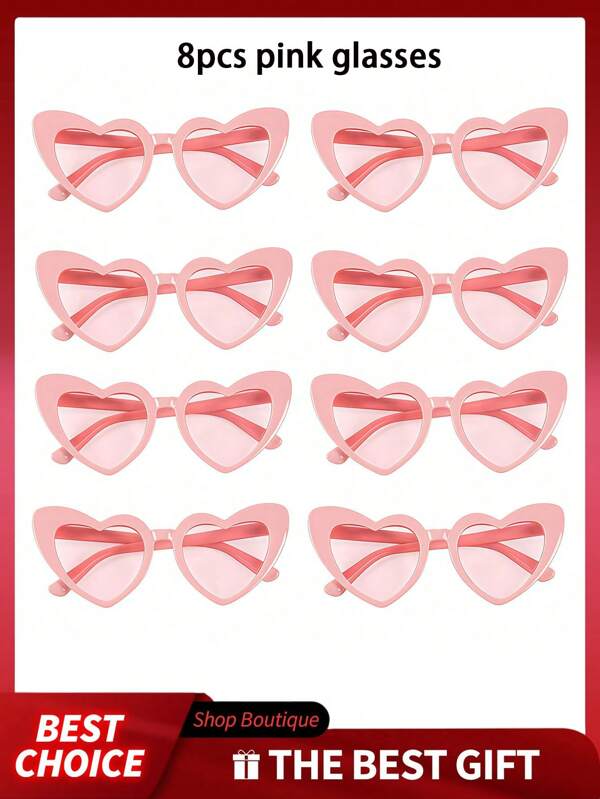 10pcs Women's New Stylish Full Frame Eyeglasses,Cat Eye, Heart Shaped Fashion Glasses , Elegant Bridal Wedding Glasses, Fashionable, Cute, Party Favors Halloween Beach Accessories For Women Glasses Shades, Heart Shaped Frames For Decoration & Party For Summer Beach Vacation,Outdoor,Travel