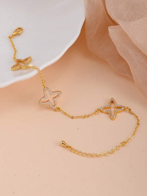 1 pièce Bracelet élégant de dame avec trèfle à quatre feuilles porte-bonheur, design de luxe polyvalent. Cadeau pour la Saint-Valentin, Mère, Fête des Mères