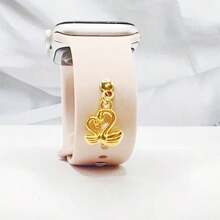 1pc Gold Swan Metal Watch Band Decor, Suitable For Silicone Watch Strap Series