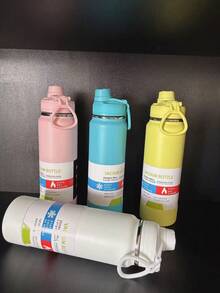 Thermal Bottle With Protective Cover 600ml 800ml 1000ml Spatial Hot & Cold Stainless Steel Insulation Large Capacity - White - View 2