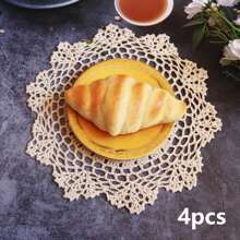 Jogos americanos de crochê feitos à mão, Porta-copos de renda boêmios redondos, Jogos de mesa de renda de 10/14 polegadas, Toalhas de mesa de renda floral vintage, Fácil de lavar para decoração de casamento, Pratos, Acessórios para casa DIY, Melhor presente, Apanhador de sonhos, Opção bege/branco