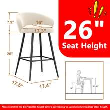 GOOTEEL 24 Inch Bar Stools Set Of 4, Upholstered Barstools, Counter Height Bar Stools Modern Counter Stools For Kitchen Counter Island - White Set Of 4 - View 7