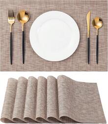 Washable Vinyl Placemats Set Of 4 For Indoor/Outdoor Use - A-khaki - View 1