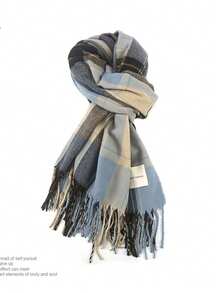 1 pieza Bufanda de moda para mujer, nueva bufanda de estilo atmosférico para mujer en otoño e invierno, chal a cuadros versátil coreano, bufanda cálida, bufanda para estudiantes en salas con aire acondicionado, adecuada para regalo de la vida diaria para vestir