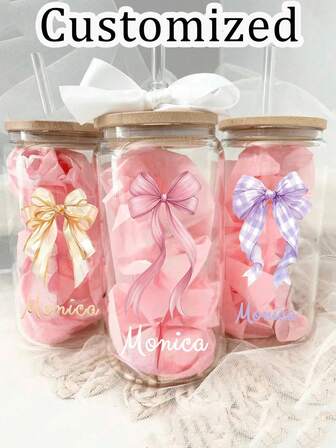 Personlig glasmugg | Brudtärnemugg | Iskaffemugg | Personlig present | Presentask för frieri | Födelsedagspresent | Brud, Lätt att rengöra, Utsökt, Hög kvalitet, Anpassad, Personlig, Unik, Perfekt present till henne, pojkvän, flickvän, pappa, mamma, familj, vänner, son, dotter, student, kontorsarbetare, barn, skola, hem, kontor, helgdag