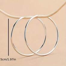 Luxury Sterling Silver Smooth Hoop Earrings - Anti-Allergic, Elegant, Casual Design For Women's Everyday Casual Wear - 925 Sterling Silver