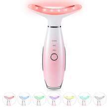 7 Color Neck Face Massager - Facial Massager Tool For Skin Care At Home, Vibrating Face Massager With Thermals, Galvanic Machines White - Pink - View 13