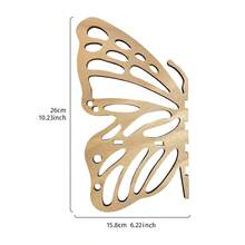 1 pieza de Estantería de pared montada creativa y minimalista (los clavos no están incluidos), disponible en múltiples estilos: libélula, hoja de plátano, mariposa, loto - Accesorio colgante de decoración de pared, estantería de almacenamiento pequeña de madera de bricolaje