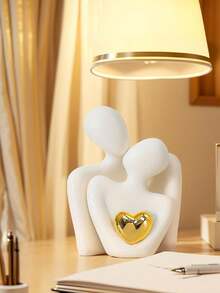 1 قطعة من الزخرفة الفنية المجردة بشكل قلب مطلي بالذهب، تمثال لزوجين في حضن بعضهما، مناسب للمنزل وغرفة النوم والمكتب وأماكن الطلاب، هدية مثالية لفصل الربيع وعيد الميلاد والزفاف وديكور المنزل وتخزين المجوهرات وحفلات الاحتفال - متعدد الألوان - مشاهدة 7